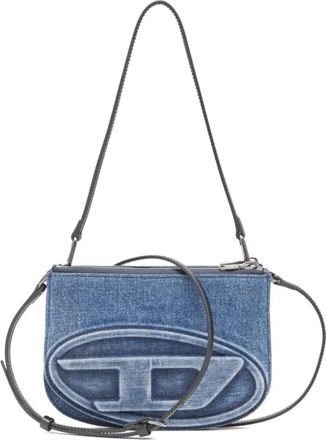 Diesel Denim Schoudertas met Logo in Reli&euml;f - Dames - Schoudertassen - Blauw - ONE Size - Denim - Tassen