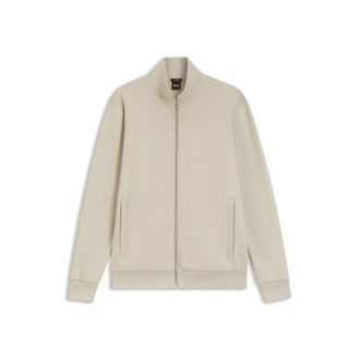 BOSS Zip-up sweatshirt in mercerized stretch-cotton piqu&eacute;