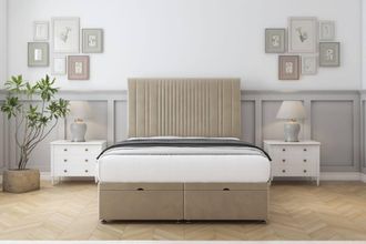 Comfort Beds The Foxy Coniston Ottoman Bed Base-26 Strutted Headboard in Cream | Size: Small Single