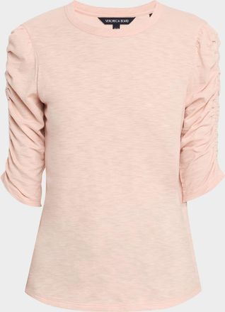 Veronica Beard Waldorf Ruched-Sleeve Tee