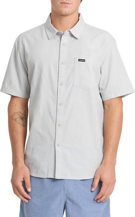 Quiksilver Dobby Stripe Classic Short Sleeve Cotton Button-Up Shirt in Micro Chip at Nordstrom, Size Xx-Large
