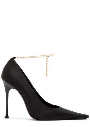 Saint Laurent Doville 110 Anklet-embellished Satin Pumps - Black