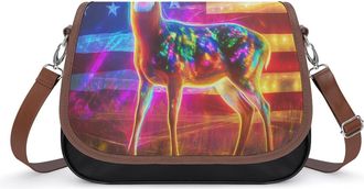 Generic State U.S Flag Deer Crossbody Bags for Women Shoulder Messenger Bag Purse Handbags