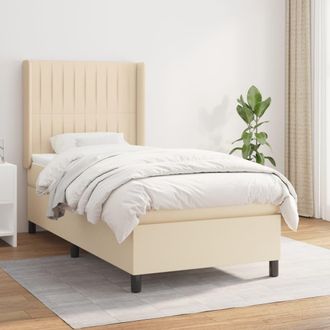 vidaXL Vidaxl - Cama Box Spring Con Colch&oacute;n Tela Color Crema 80x200 Cm