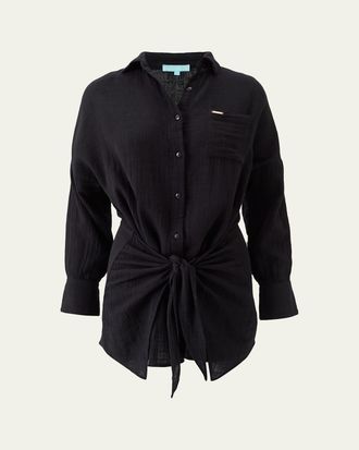 Melissa Odabash Sara Gauze Wrap Mini Shirtdress