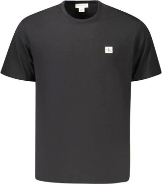 Calvin Klein Tops, Heren, Zwart, L, Katoen, Zwart Katoenen Logoshirt