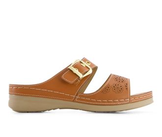 Andrea Womens Double Strap Comfort Sandals In Brown