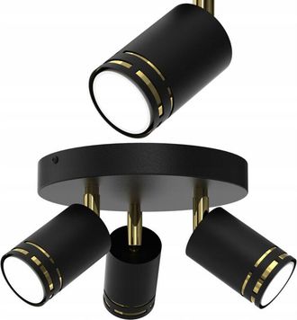 OEM L&aacute;mpara De Techo Negro Oro M&oacute;vil Led Gu10 Pulido Punto Reflector L&aacute;mpara