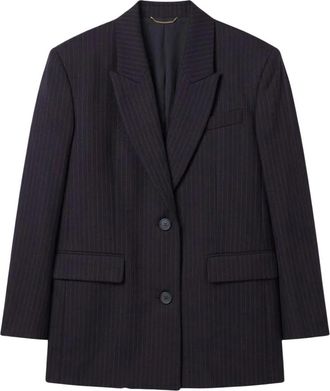 Twentyfourhaitch Giacca monopetto Oversize Tessuto gessato - Dames - Blazers - Blauw - XL - Jassen