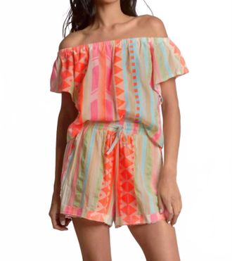 Elan Neon Aztec Print Top In Pink