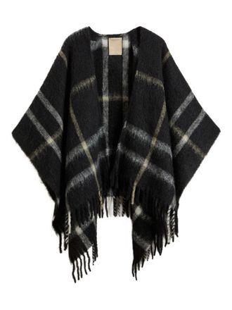 Woolrich Checked Cape With Fringes