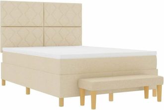 vidaXL Cama Tipo Box Spring Con Colch&oacute;n Crema 160 X 200 Cm Tela Vidaxl