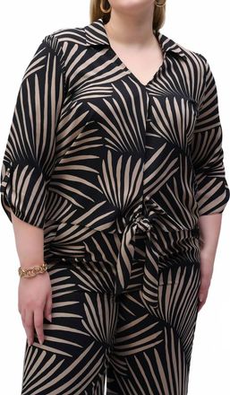 Joseph Ribkoff Gauze Tropical Print Top In Black/dune