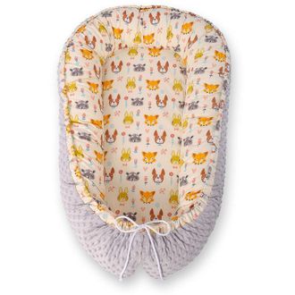 OEM Capullo Para Beb&eacute;, Doble Cara, Parque, Arrullo, Premium Bobono Minky - Animales Crema