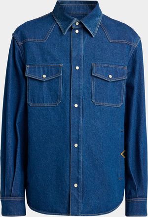 Valentino Garavani Men & apos;s VGold-Pocket Denim Western Shirt