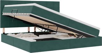 vidaXL Cama Con Almacenamiento Y Colch&oacute;n Verde Oscuro 200 X 200 Cm Vidaxl