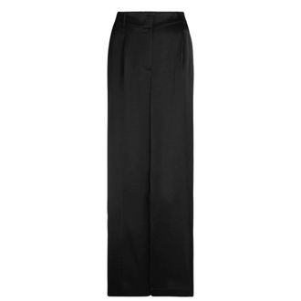 Dante6 Satin slimme broek met riemlussen - Dames - Broeken - Zwart - Maat: 2XL Satijn