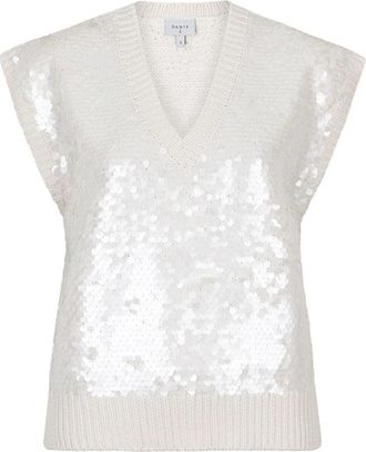 Dante6 Sequin Trui - Dames - V-hals truien - Beige - XS - Truien & Vesten