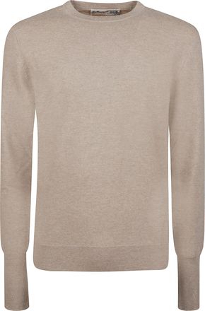 Ballantyne Plain Stitch Pure Cashmere Ribbed Accent Sweater