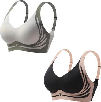 Generic 2 Pack Sports Bras Women High Impact Shock Absorber - Ladies Bras Non Wired Full Support Soft Comfort Push Up Wireless Bras for Women Plus Size Firm H