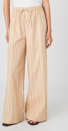 French Connection Aspen Tie Waist Wide Leg Linen Blend Pants in Sandlot Stripe at Nordstrom, Size X-Large