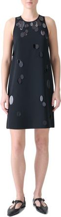Akris Paillette Detail Heavy Crepe Shift Dress in Black at Nordstrom, Size 16