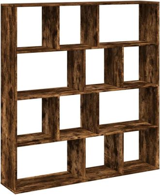 vidaXL Book Cabinet Smoked Oak 132x29x141.5 cm Engineered Wood vidaXL