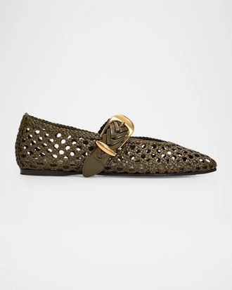 Zimmermann Alchemy Woven Leather Ballerina Flats