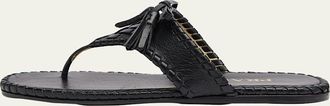Prada Sienna Threaded Leather Thong Sandals
