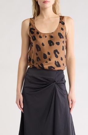 Theory Scoop Neck Silk Tank Top in Camel Multi at Nordstrom Rack, Size Petite