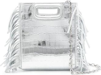 Maje mini M crocodile-embossed tote bag - women - Sheepskin/Calf Leather/Polyester/Brass - One Size - Silver