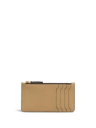 Marni zipped leather card case - women - Calf Leather - One Size - Neutrals