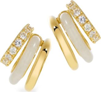 By Pariah 14kt gouden oorbellen met diamant en jaspis