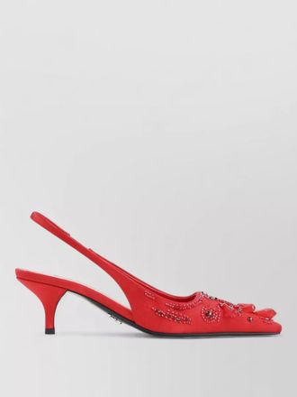 Prada embellished satin slingback mules