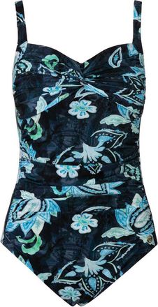 Seaspray Kerala Twist Bust Paisley Print Swimsuit One Piece Swimming Costume- (Tall Size 18, Blue)