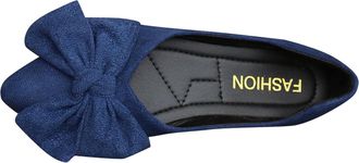 Generic Ladies Ballet Flats Bow Pointed Toe Pumps Shoes Solid Color Lightweight Elegant Comfortable Casual Slip On Flat Shoes Work Leisure Blue