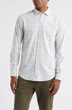 Johnnie-O Maarten Plaid Performance Button-Up Shirt in Moss at Nordstrom, Size Xx-Large