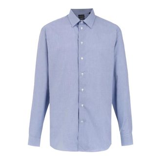 Emporio Armani Camicia a tinta unita con bottoni - - Shirts - Uomo - Blu - L