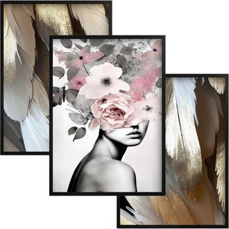 OEM P&oacute;steres Cuadros De Pared Decoraci&oacute;n Para Sala De Estar Dormitorio Glamour Oro Mujer