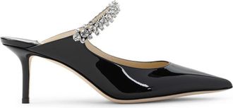 Jimmy Choo London Zwarte Lakleren Kristallen Pantoffels - Dames - Muiltjes - Zwart - 37 EU - Schoenen