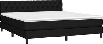 vidaXL Cama Box Spring Con Colch&oacute;n Tela Negro 160x200 Cm Vidaxl