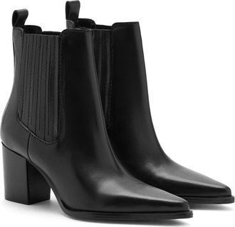 Mango Pointed Toe Block Heel Ankle Bootie in Black at Nordstrom, Size 6Us