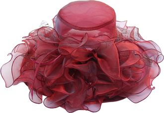 Generic Womens Visor Hat Womens European and American Big Flower Mesh Hat Sun Sun Hat Top Hat Wide Brimmed Visor Hat Women (Red, One Size)
