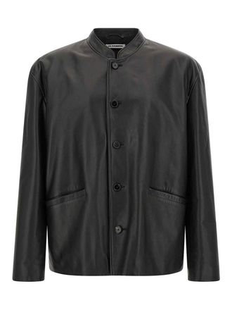 Jil Sander Black 145 Leather Leather Jacket