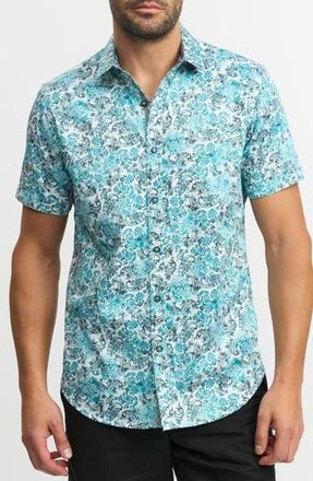 Robert Graham Downing Short Sleeve Button-Up Shirt in Evergreen at Nordstrom Rack, Size Xxx-Large