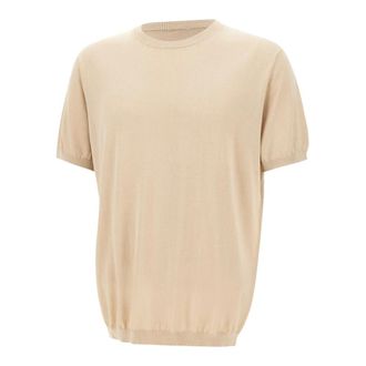 KANGRA Silk and Cotton T-Shirt - male - Kangra - Round-neck Knitwear - Beige - 2XL - Knitwear