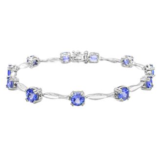 Diamond2Deal 925 Sterling Silver Tanzanite Tennis Bracelet 7.5