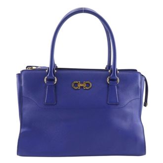 Ferragamo Blue Leather Tote Bag (Pre-Owned)