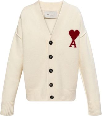 Ami Wollen Cardigan - Dames - Vesten - Beige - S - Wol - Truien & Vesten