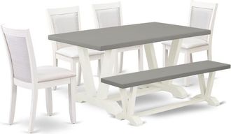 East West Furniture 6-Piece Dining Table Set Includes a Wood Dining Table